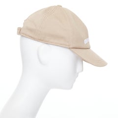 MIU MIU 2023 Drill khaki white cotton twill white logo baseball cap L
