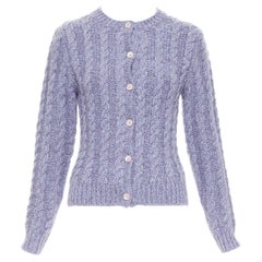 MIU MIU 2023 melange lila Kaschmir Schurwolle Kabelstrick Strickjacke IT38 XS