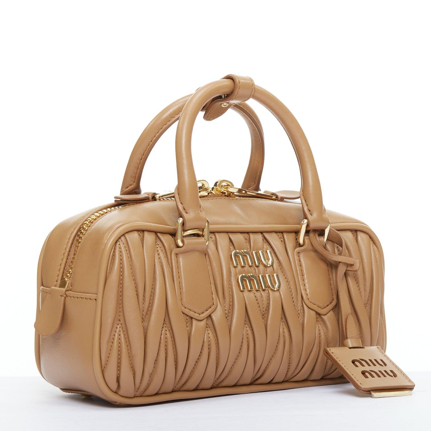 Brown MIU MIU 2024 Arcadie brown matelasse nappa leather crossbody bag