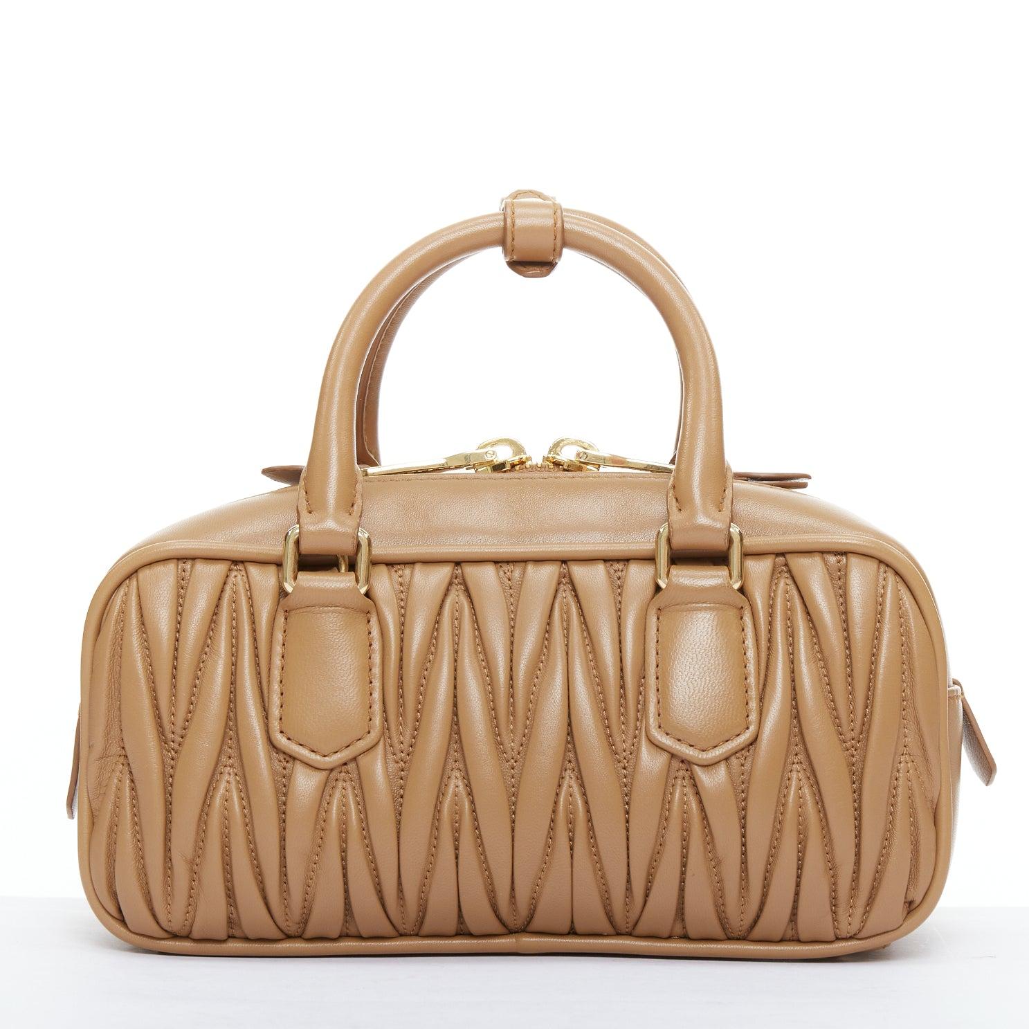 Women's MIU MIU 2024 Arcadie brown matelasse nappa leather crossbody bag