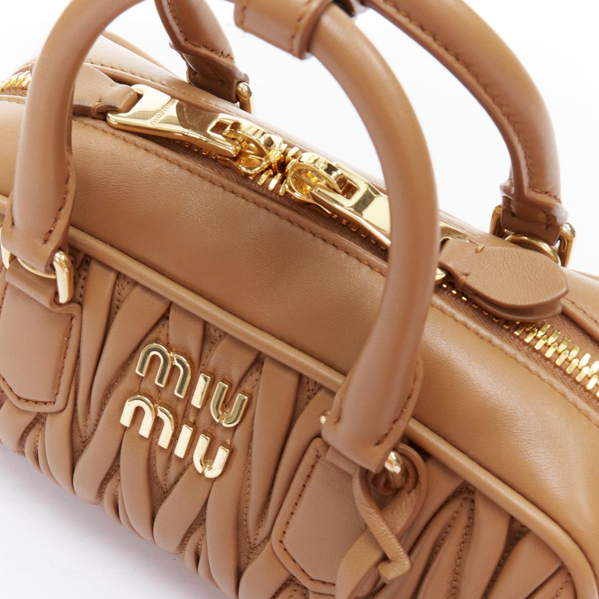 MIU MIU 2024 Arcadie brown matelasse nappa leather crossbody bag 2