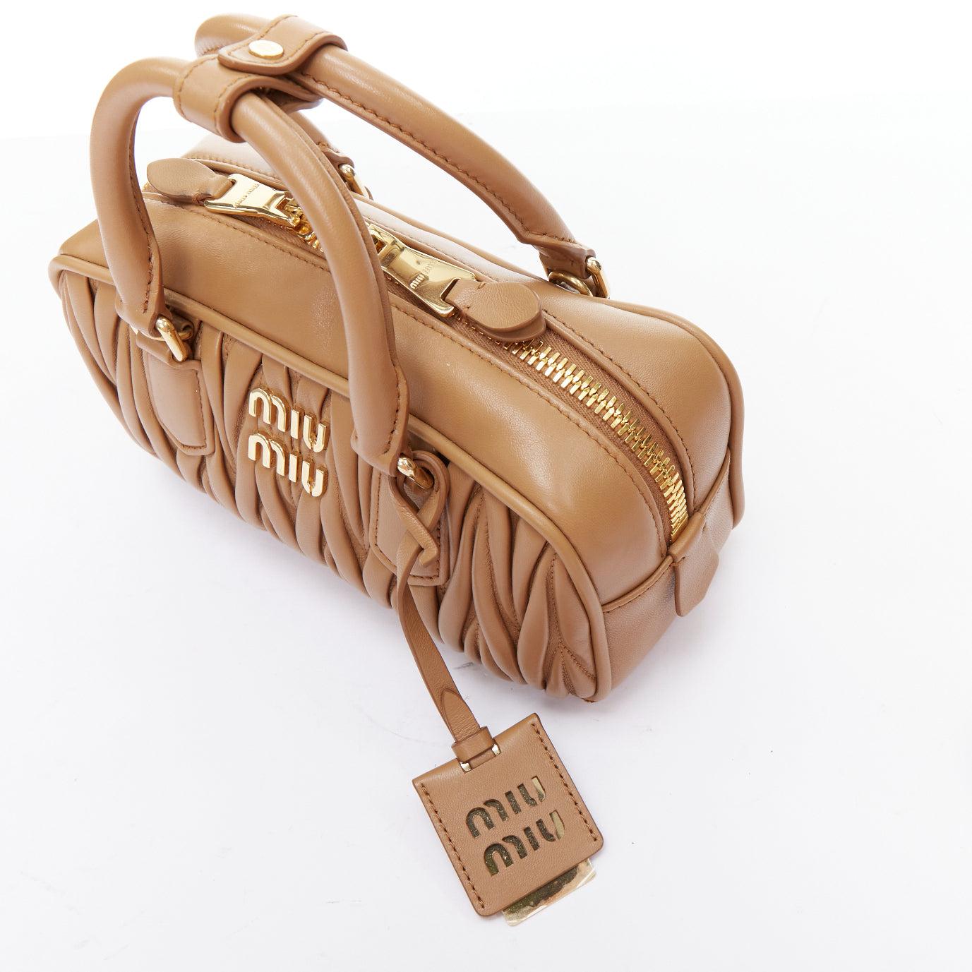 MIU MIU 2024 Arcadie brown matelasse nappa leather crossbody bag 3