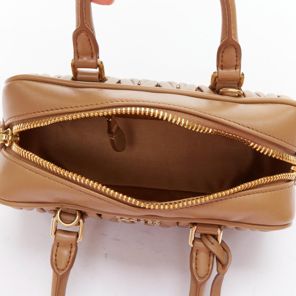 MIU MIU 2024 Arcadie brown matelasse nappa leather crossbody bag 4