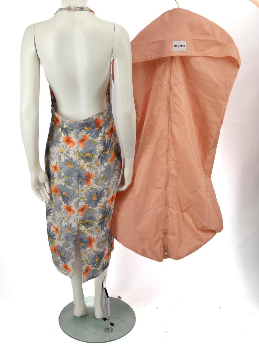 Gray Miu Miu 2024 Floral Print Marocain Dress Size S