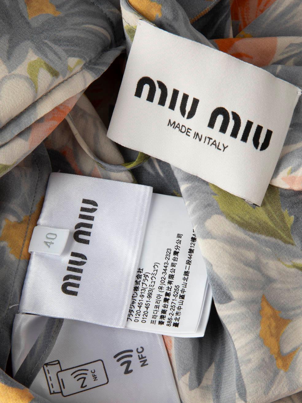 Women's Miu Miu 2024 Floral Print Marocain Dress Size S