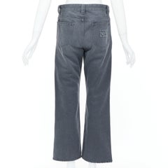 MIU MIU 2024 grey frayed embroidered logo straight leg denim jeans IT38 XS