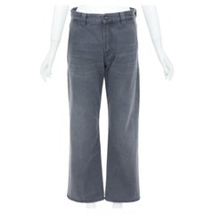MIU MIU 2024 grey frayed embroidered logo straight leg denim jeans IT38 XS
