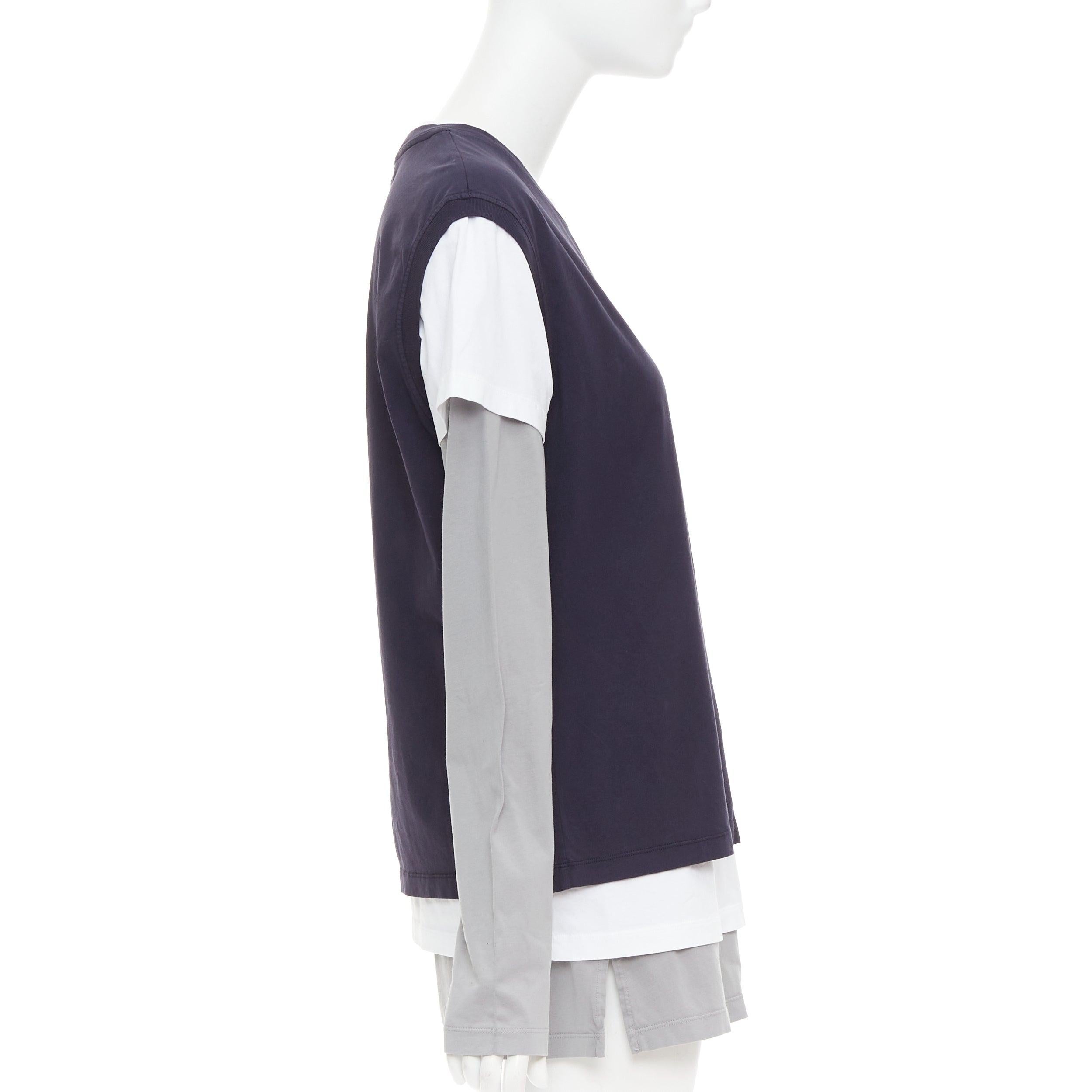 MIU MIU 2024 Lote de 3 camiseta de punto con logotipo de algodón blanco marino gris M en Excelente estado para la venta en Hong Kong, NT