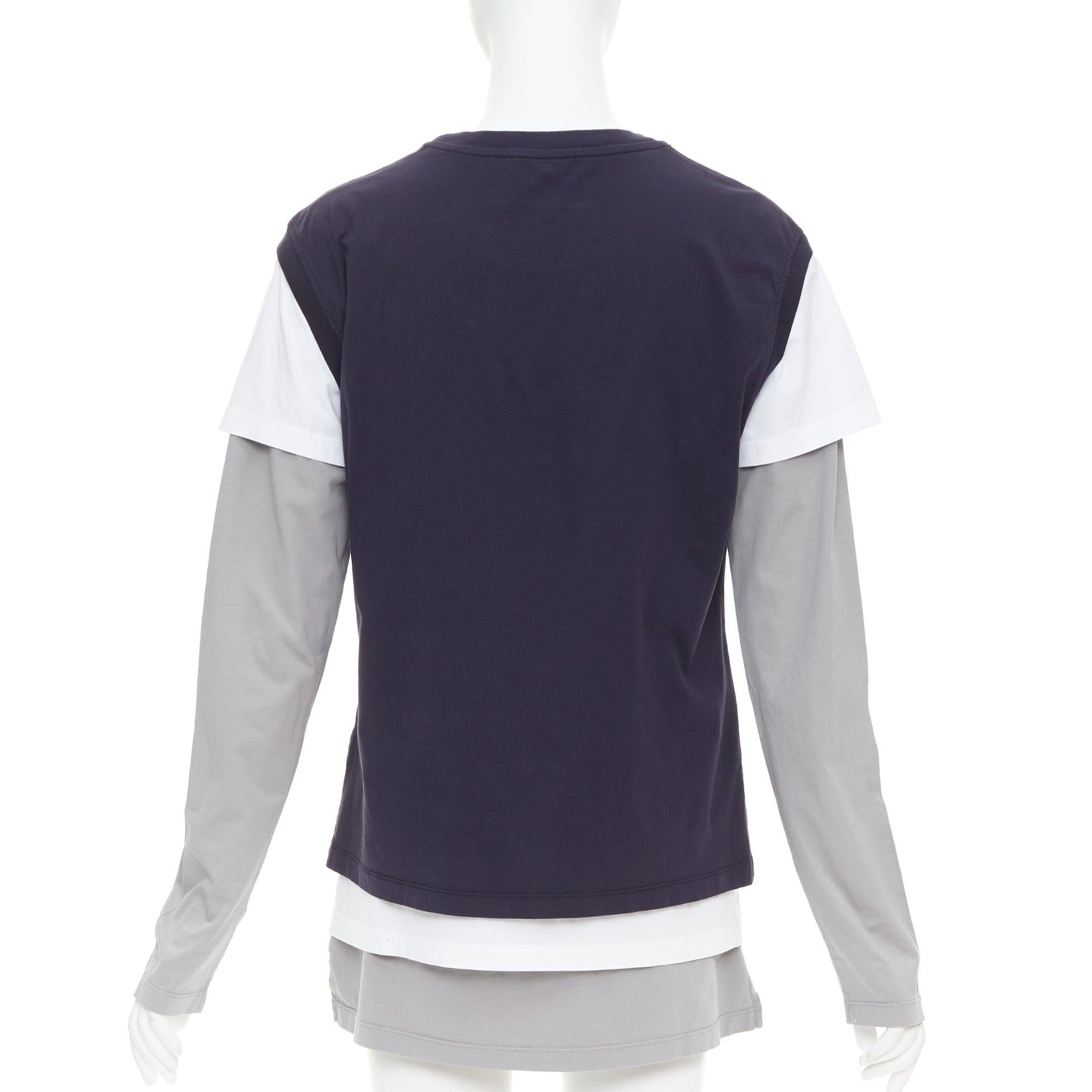 De las mujeres MIU MIU 2024 Lote de 3 camiseta de punto con logotipo de algodón blanco marino gris M en venta