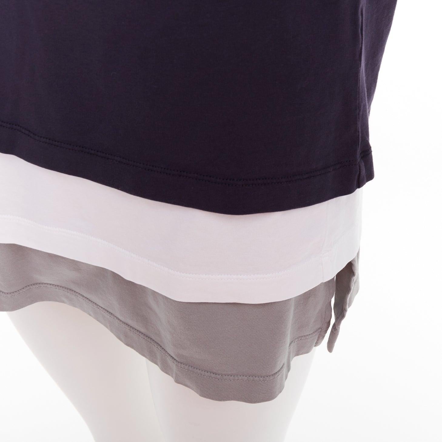 MIU MIU 2024 Lote de 3 camiseta de punto con logotipo de algodón blanco marino gris M en venta 2