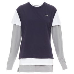 MIU MIU 2024 Set di 3 tshirt in jersey di cotone bianco grigio navy con logo da indossare M.