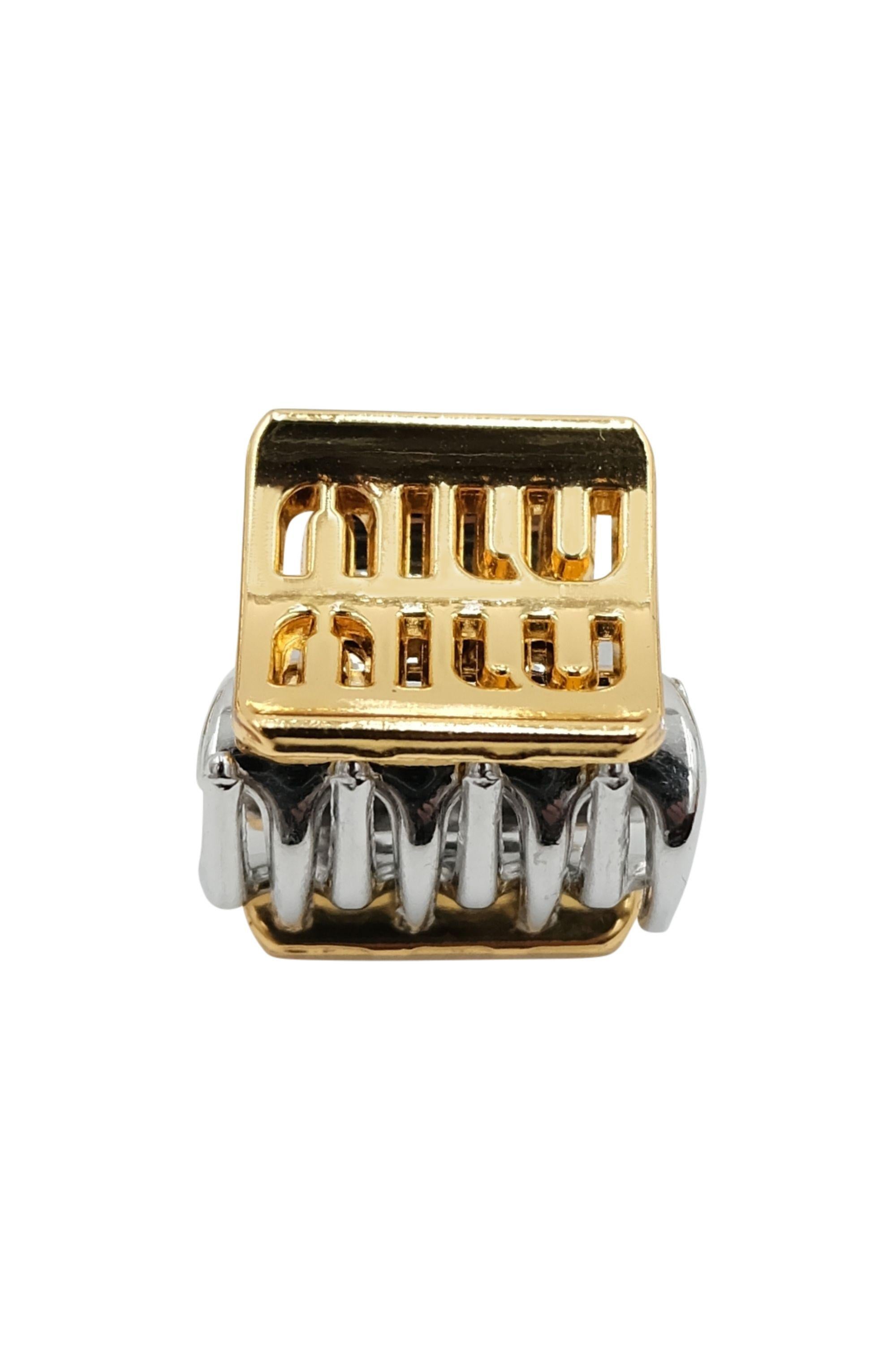 Beige Miu Miu 3 Piece Mini Hair Clip Set