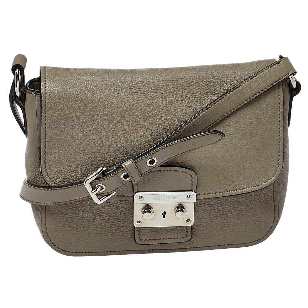 Miu Miu Argilla Grey Leather Madras Crossbody Bag at 1stDibs madras