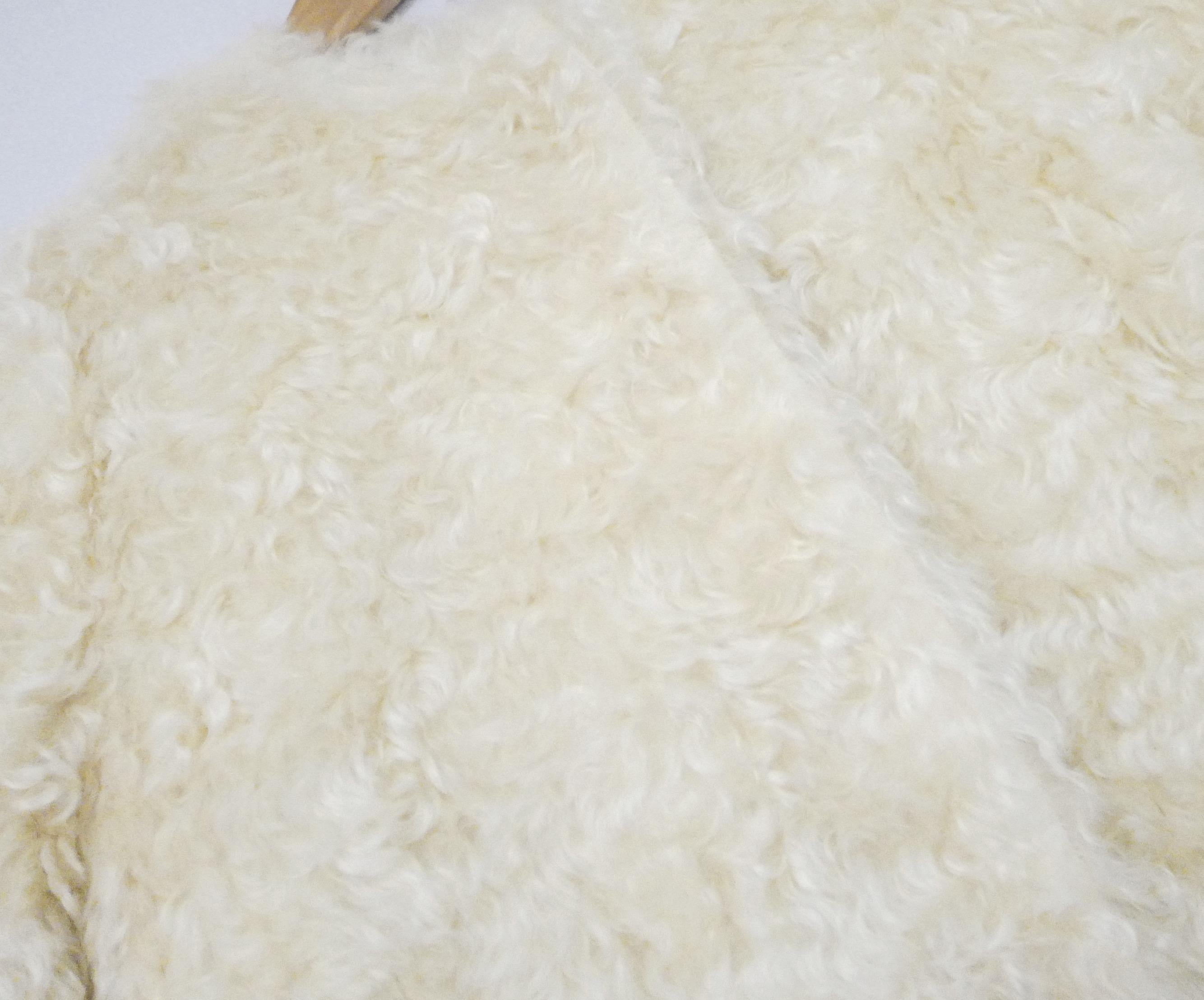 Miu Miu AW12 Cream Mohair Shearling Coat In New Condition For Sale In London, GB