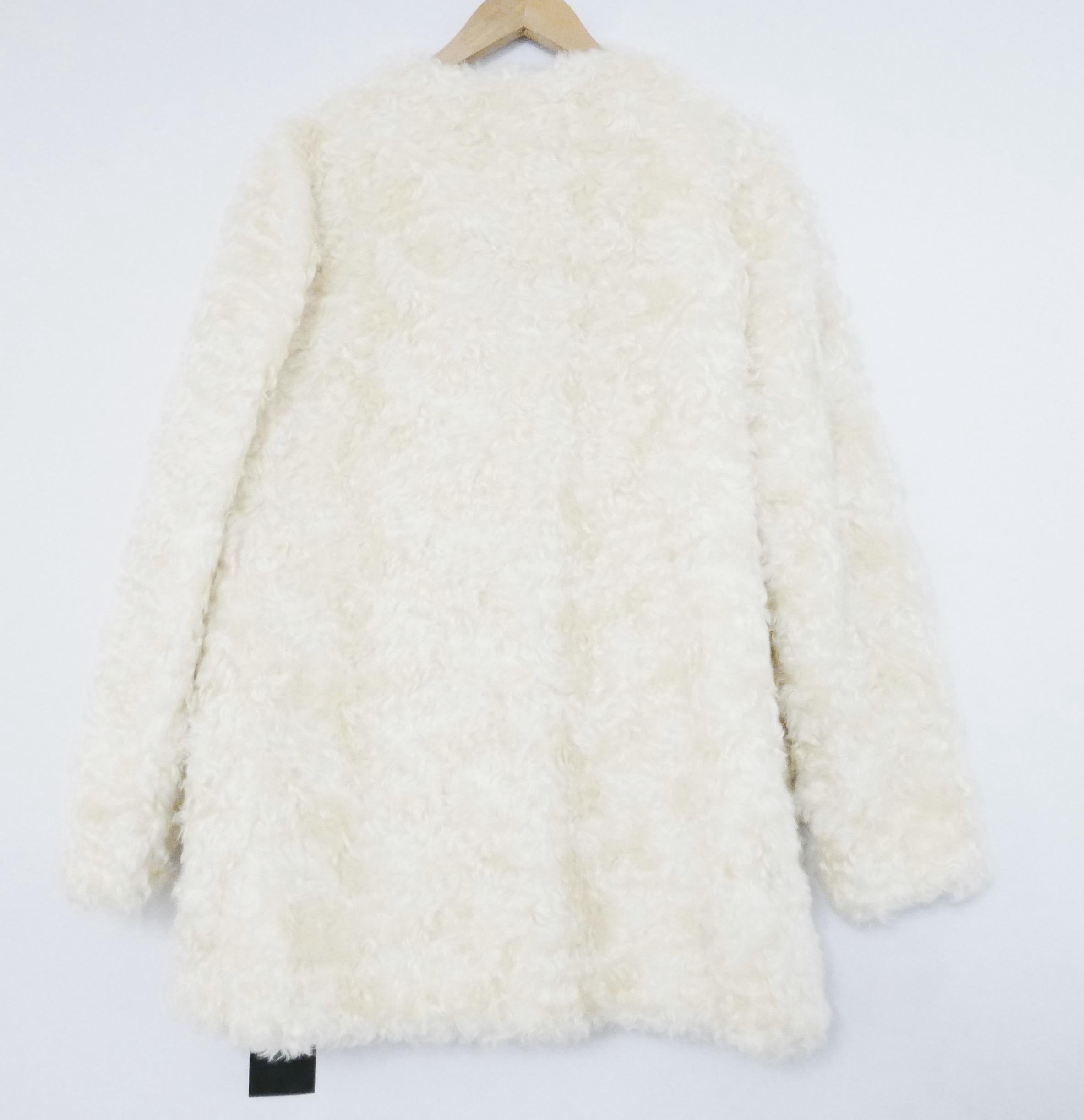 Miu Miu AW12 Cream Mohair Shearling Coat For Sale 1