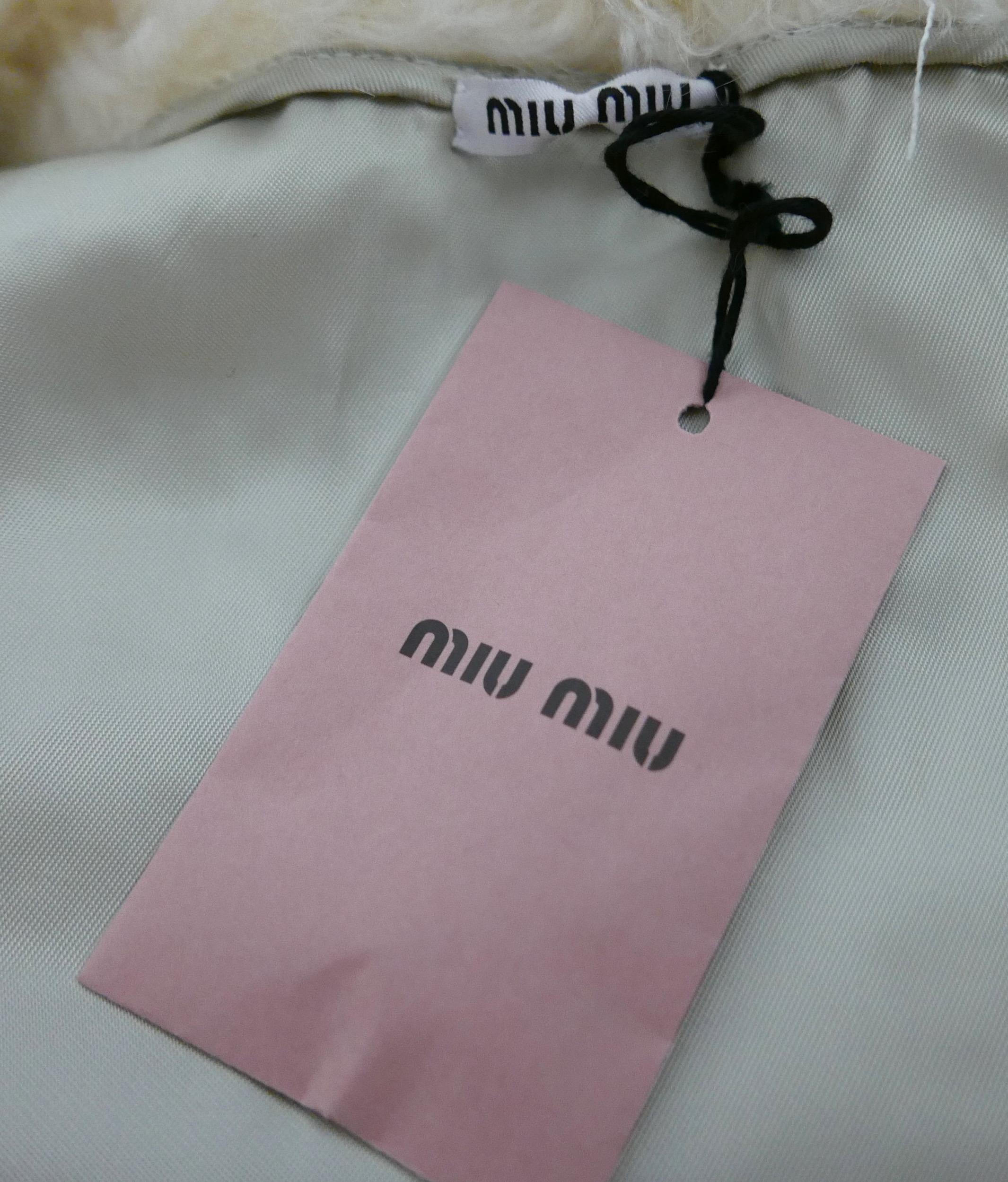 Miu Miu AW12 Cream Mohair Shearling Coat For Sale 2