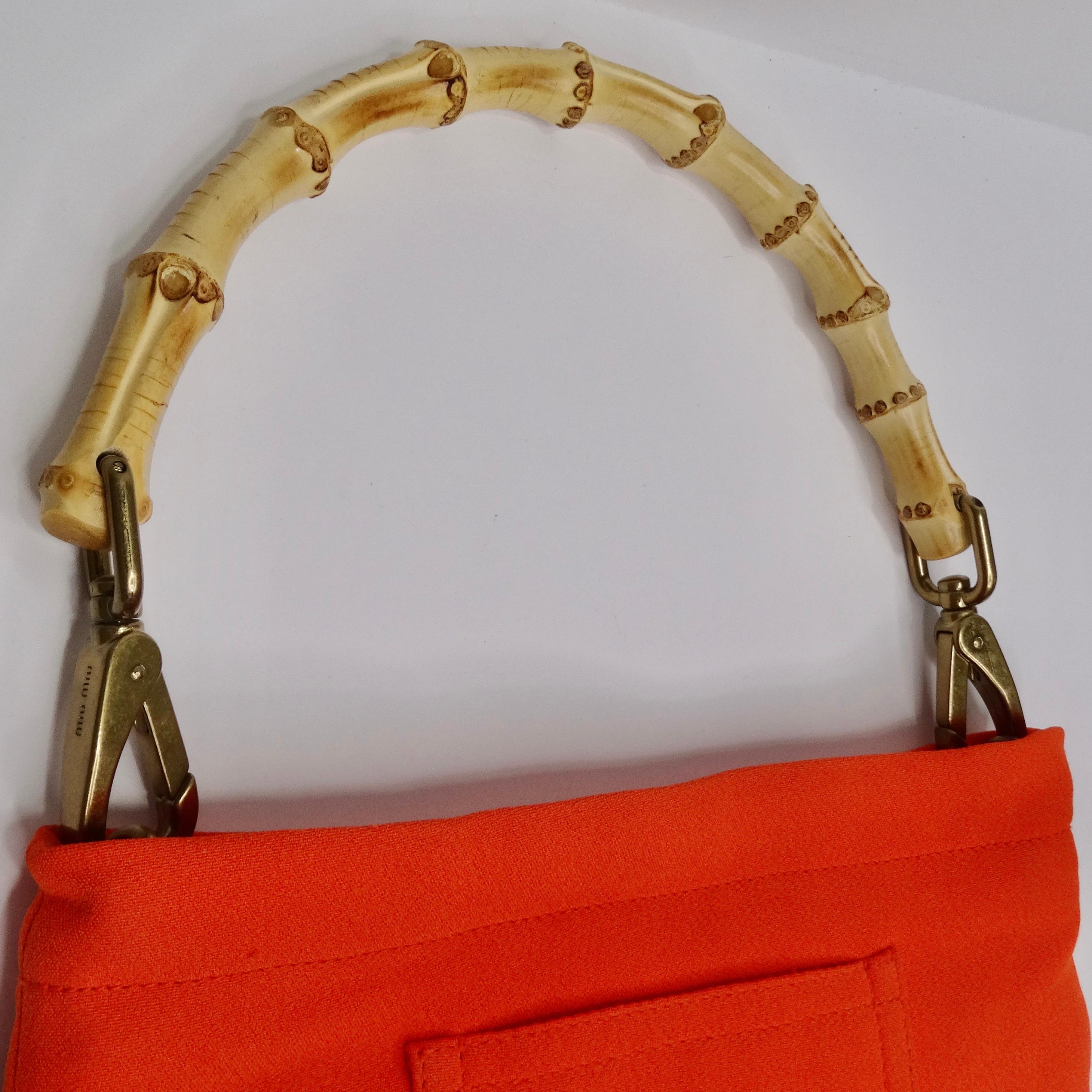 Miu Miu Bamboo Orange Beaded Handbag For Sale 6