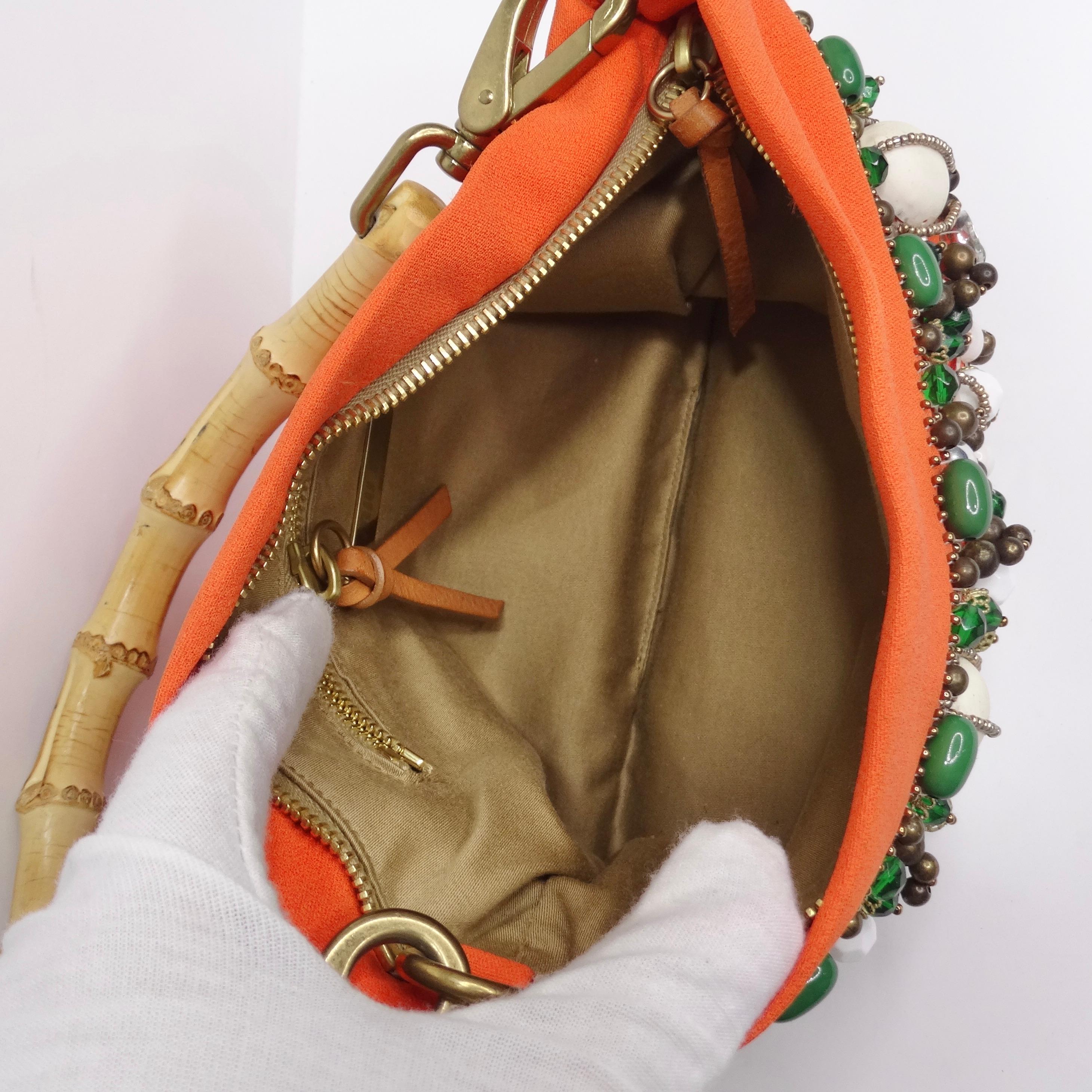 Miu - Sac à main en perles de bambou orange en vente 6