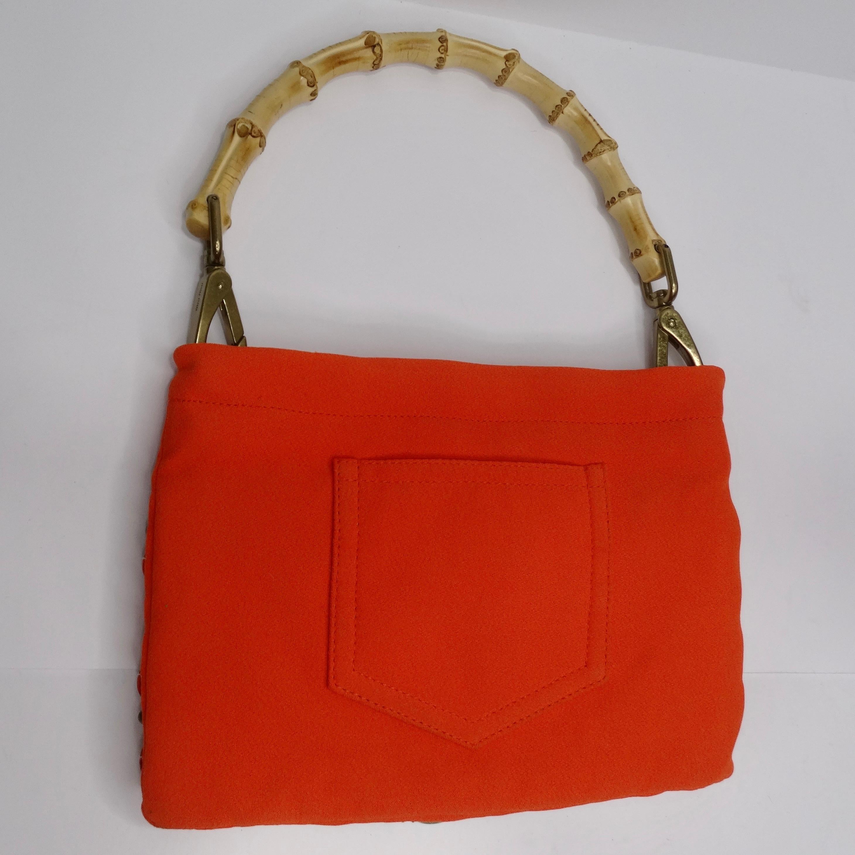 Miu Miu Bamboo Orange Beaded Handbag For Sale 2