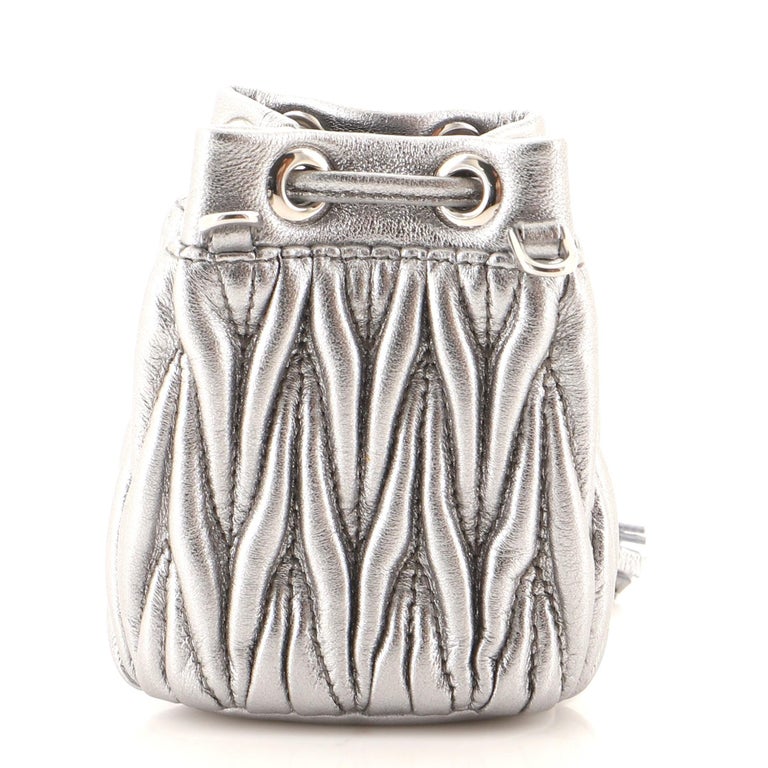 Miu Miu Bandoliera Chain Bucket Bag Matelasse Leather Mini For Sale at