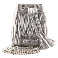 Miu Miu Bandoliera Chain Bucket Bag Matelasse Leather Mini