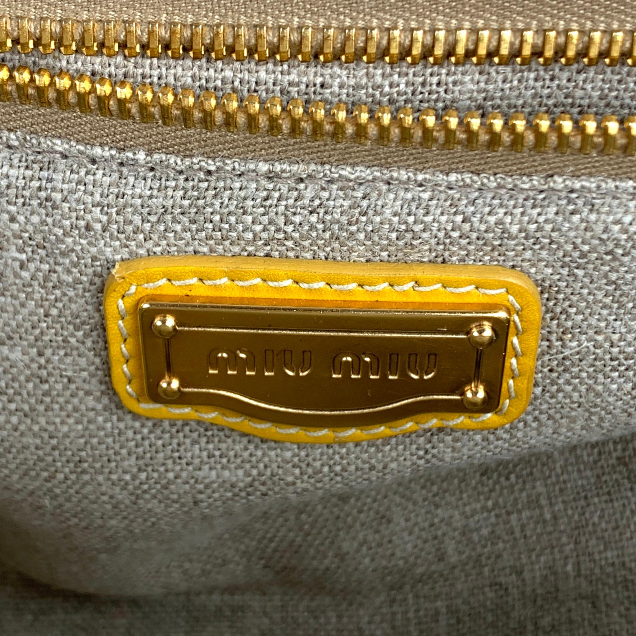 MIU MIU Bandoliera Natural Woven Straw Leather Shoulder Handbag 3