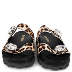 MIU MIU beige 2020 CRYSTAL LEOPARD CALF HAIR Sandals Shoes 39