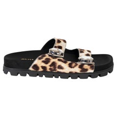 MIU MIU beige 2020 CRYSTAL LEOPARD CALF HAIR Sandals Shoes 39