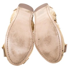 Miu Miu Beige Brogue Leather Scrunch Bow Ballet Flats Size 37.5
