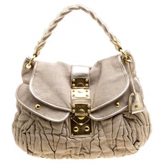 Miu Miu Beige Canvas Coffer Hobo