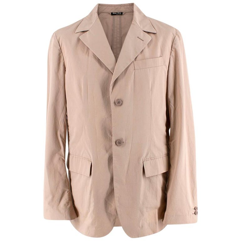 Miu Miu Beige Cotton Single Breasted Blazer Jacket - Size L EU50 For Sale  at 1stDibs