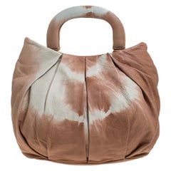 Miu Miu Beige/Cream Leather Tie-Dye Satchel