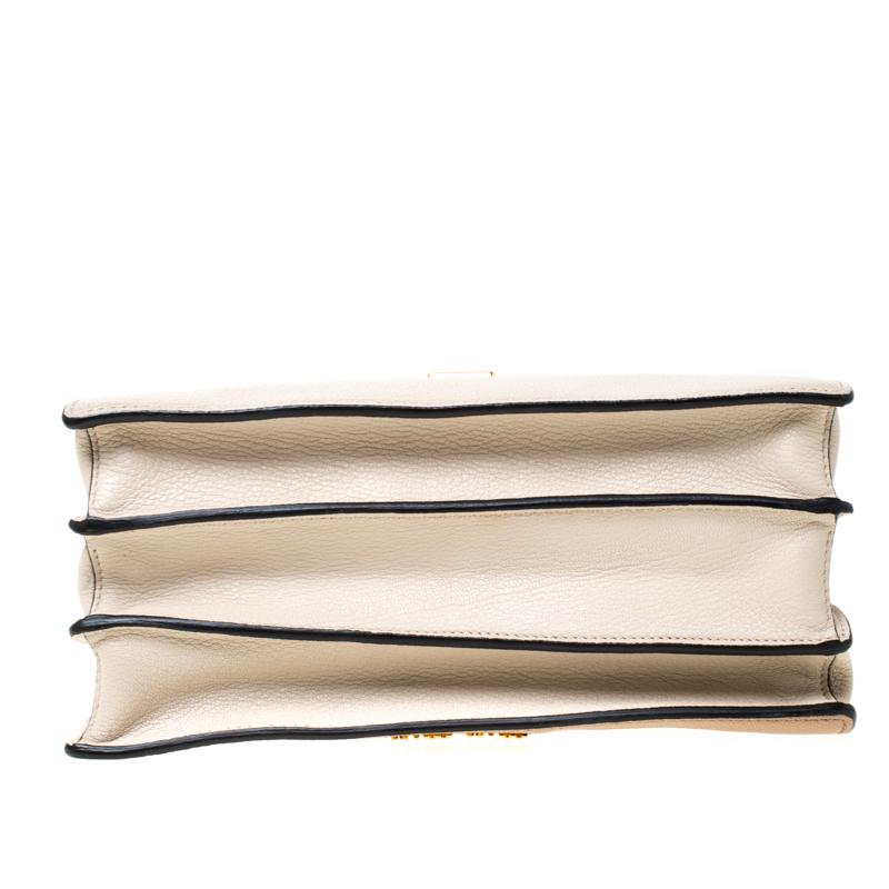Miu Miu Beige/Cream Madras Leather Shoulder Bag For Sale 4