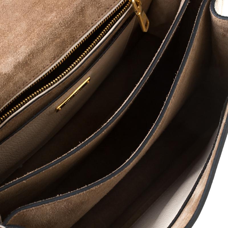 Miu Miu Beige/Cream Madras Leather Shoulder Bag In Good Condition For Sale In Dubai, Al Qouz 2