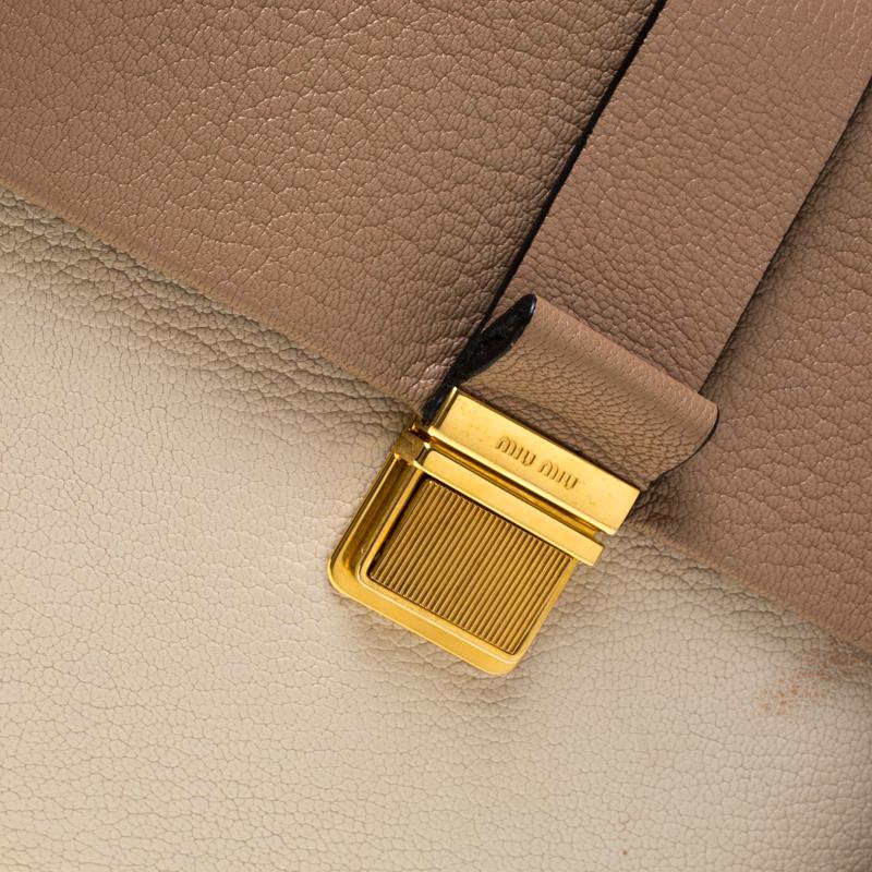 Women's Miu Miu Beige/Cream Madras Leather Shoulder Bag For Sale