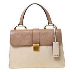 Miu Miu Beige/Cream Madras Leather Shoulder Bag