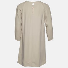 Miu Miu Beige Crepe Gathered Neckline Shift Dress S