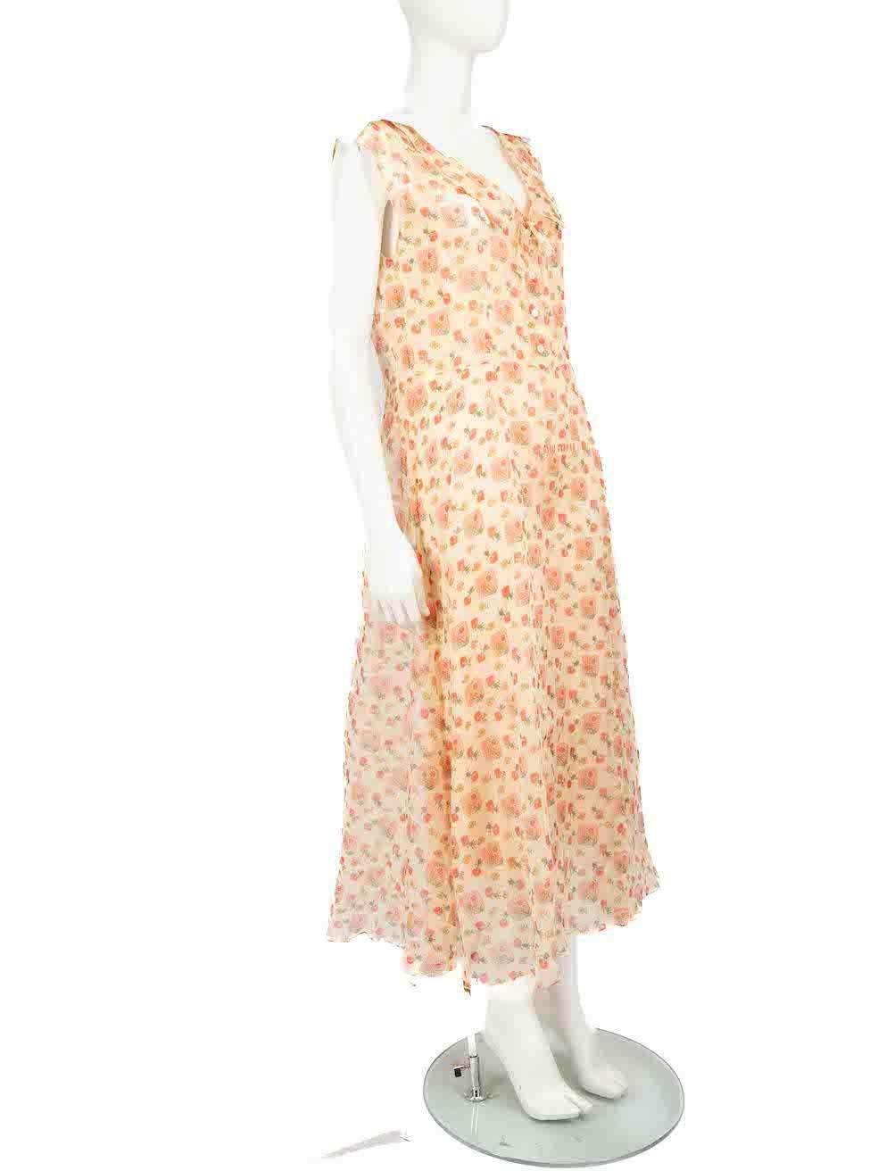 CONDITION is Never worn, with tags. No visible wear to dress is evident. However a small discolouration mark is seen on the collar due to poor storage on this new Miu Miu designer resale item.
 
 
 
 Details
 
 
 Beige
 
 Cotton
 
 Midi dress
 
