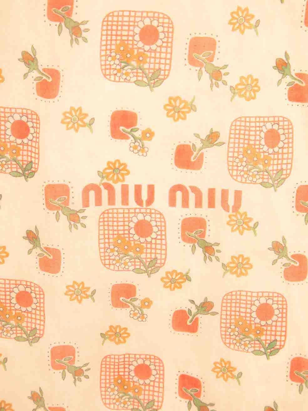 Women's Miu Miu Beige Floral Print Midi Dress Size M For Sale