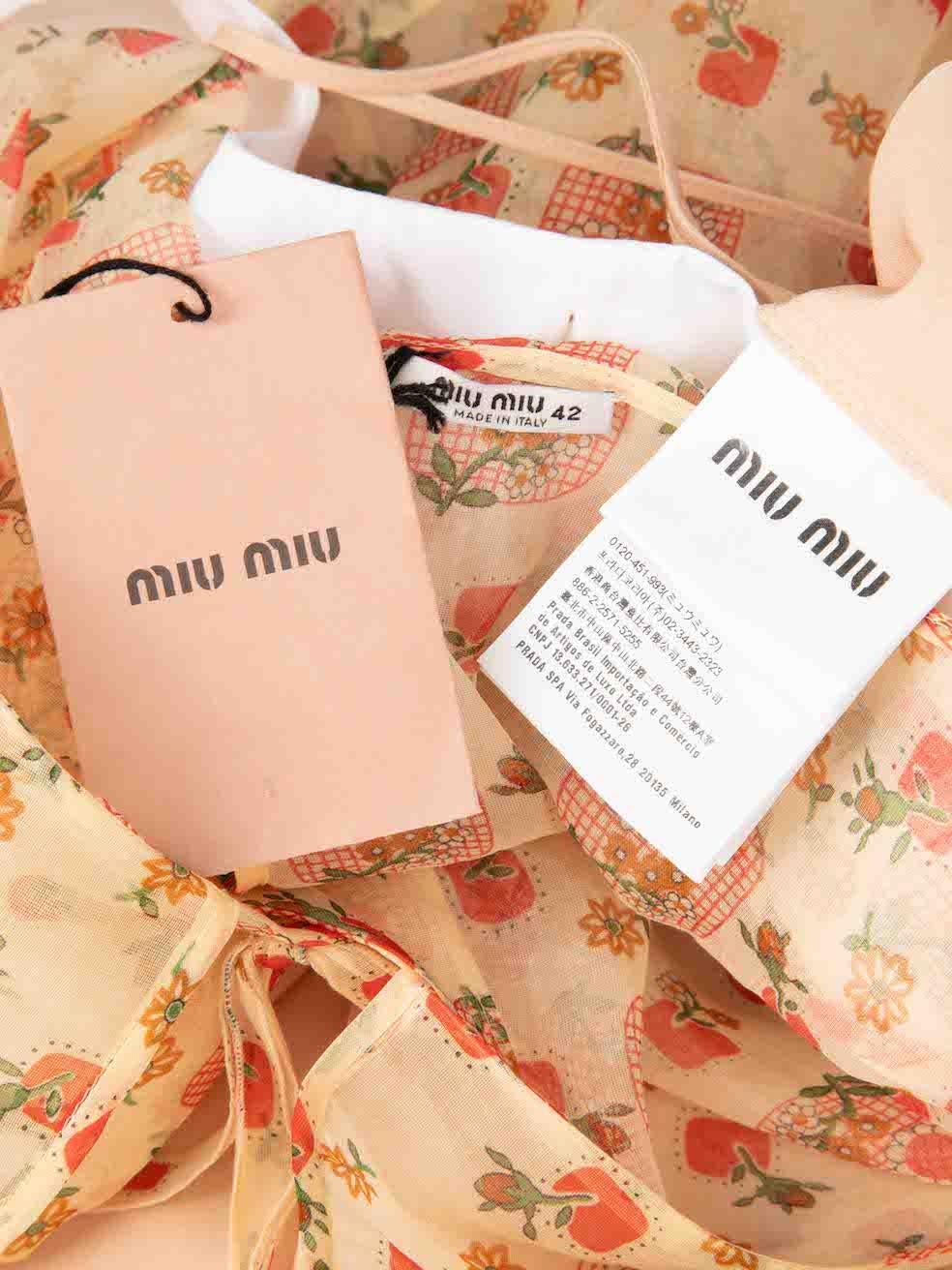Miu Miu Beige Floral Print Midi Dress Size M For Sale 4