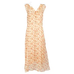 Miu Miu Beige Floral Print Midi Dress Size M