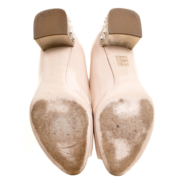 Patent leather heels Miu Miu Beige size 37 IT in Patent leather - 35705796