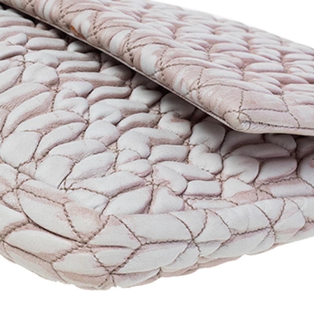 Miu Miu Beige Leather Crystal Embellished Matelassé Shoulder Bag 1