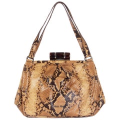 MIU MIU beige leather EMBOSSED SNAKESKIN Shoulder Bag