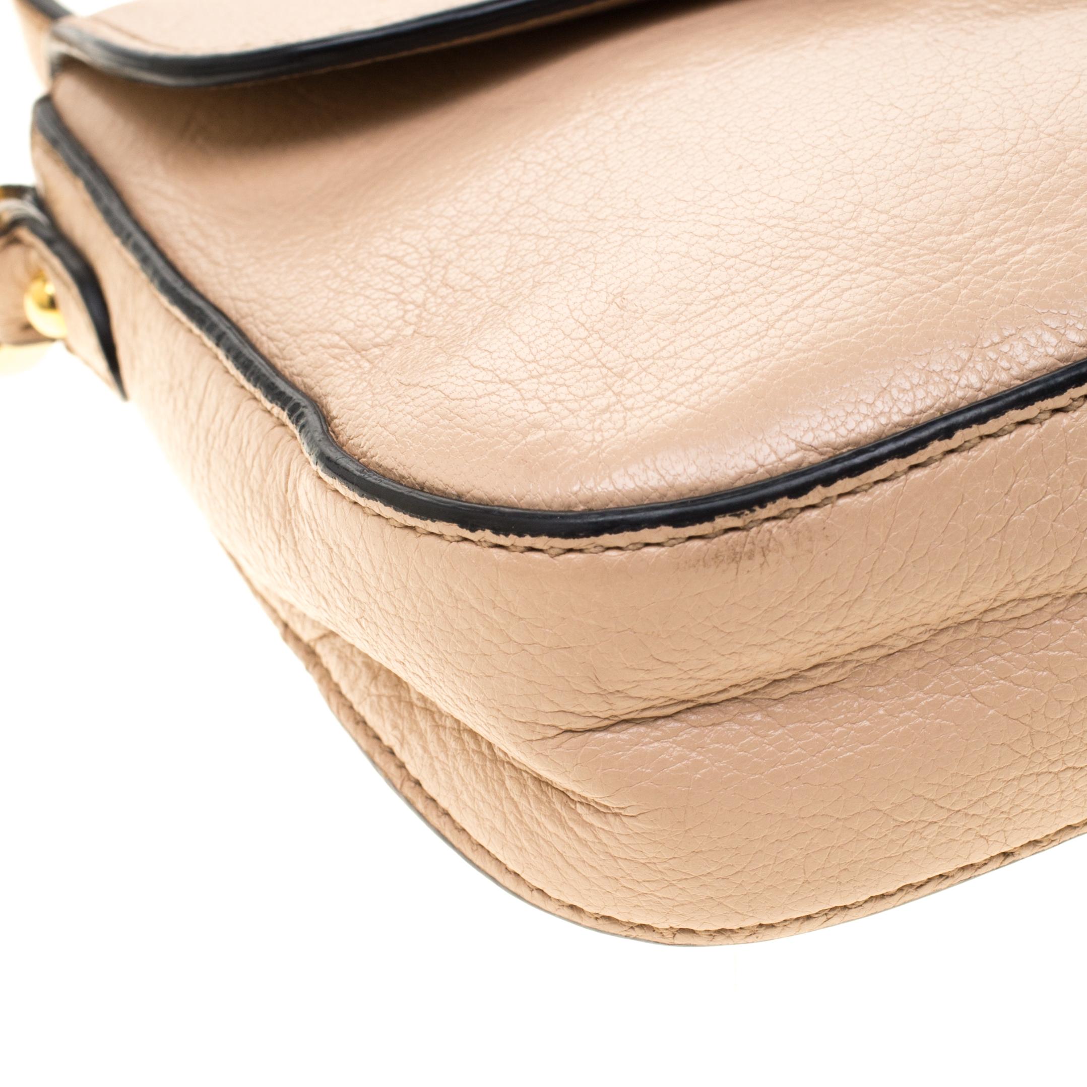 Miu Miu Beige Leather Flap Crossbody Bag 6