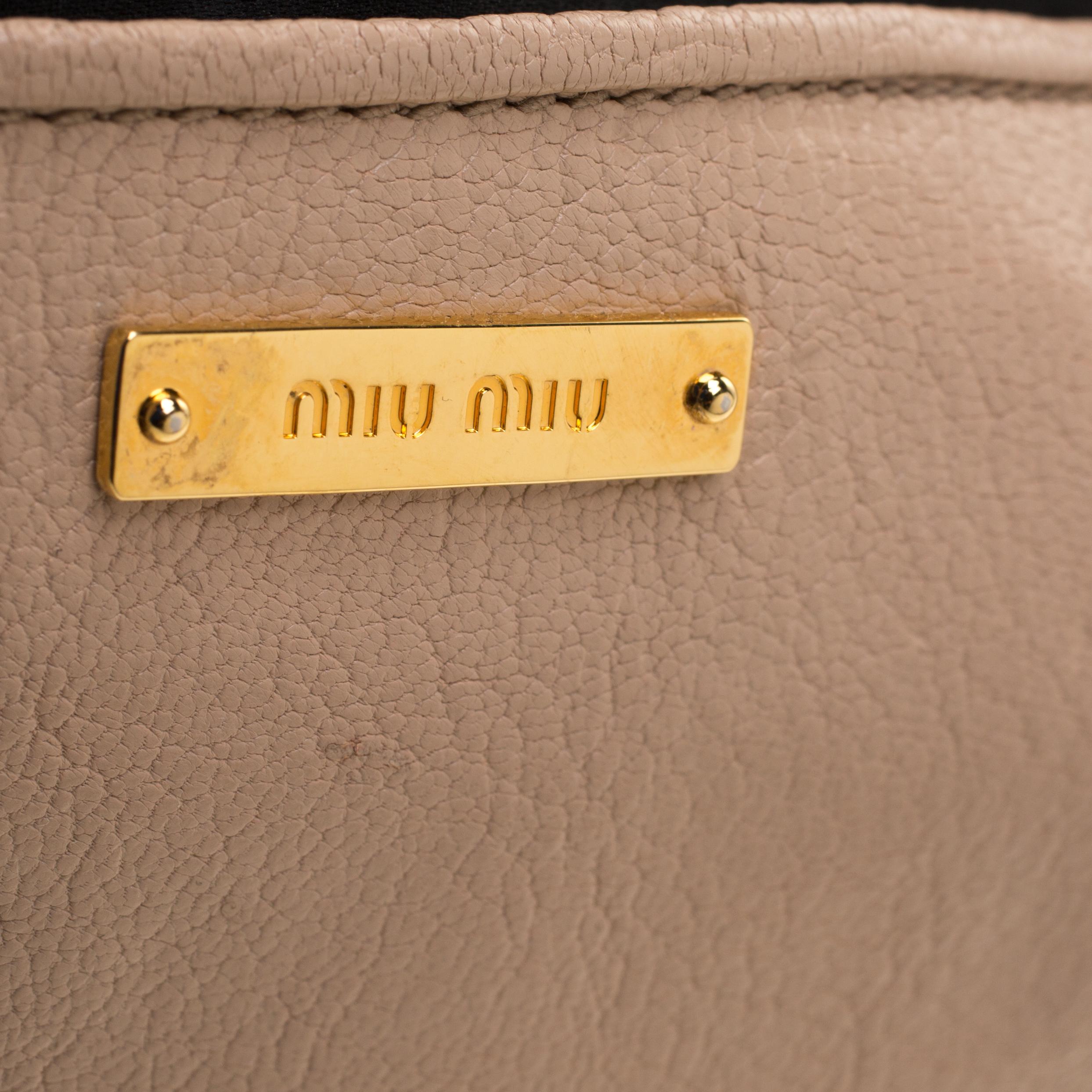 Miu Miu Beige Leather Flap Crossbody Bag 2