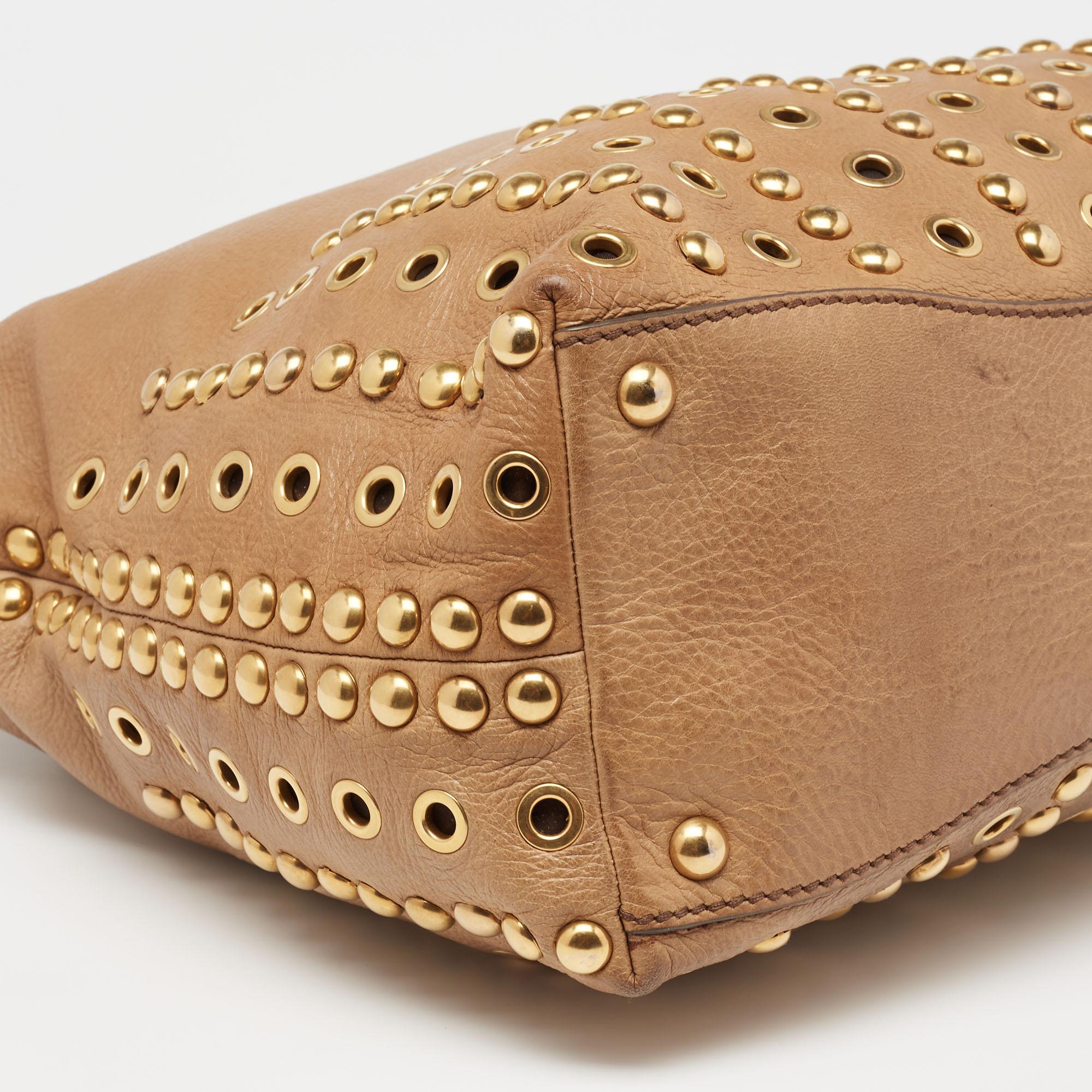 Miu Miu Beige Leather Grommet Tote 2