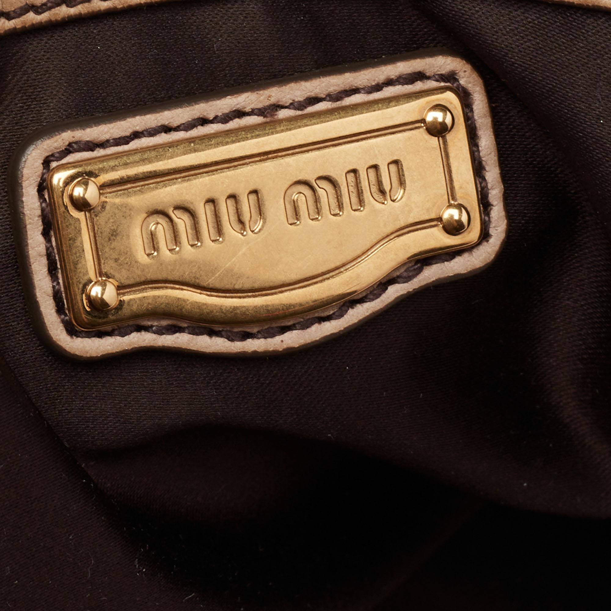 Miu Miu Beige Leather Grommet Tote 4