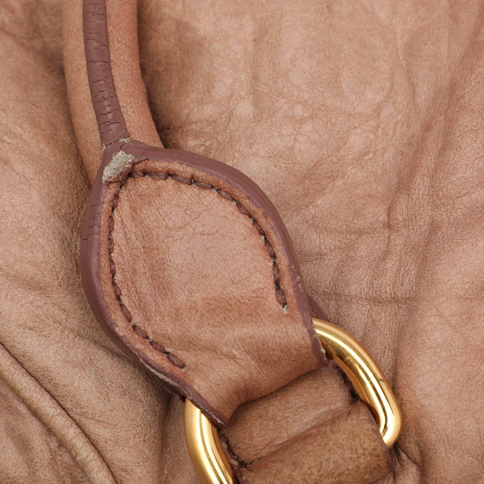 Miu Miu Beige Leather Lily Distressed Satchel 2