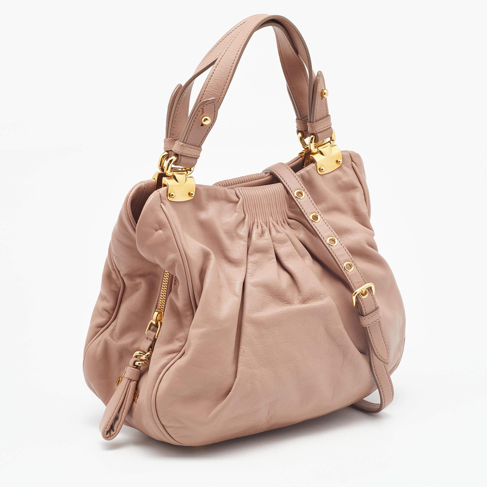 Women's Miu Miu Beige Leather Shoulder Bag